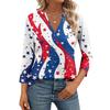 Women's Casual Fashion Sexy Comfortable V-Neck Independence Day Seven Sleeve Top