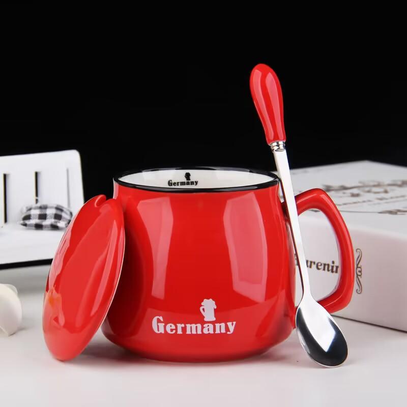 400ml New Product European Style Light Luxury Gold-painted Ceramic Coffee Mug with Lid Spoon Water Cup Milk Mug