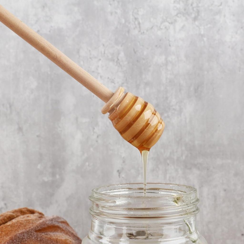 Wooden Honey Mixing Stirrer, 4Pcs 6.3 Inch Honey Dipper Sticks Honey Spoon