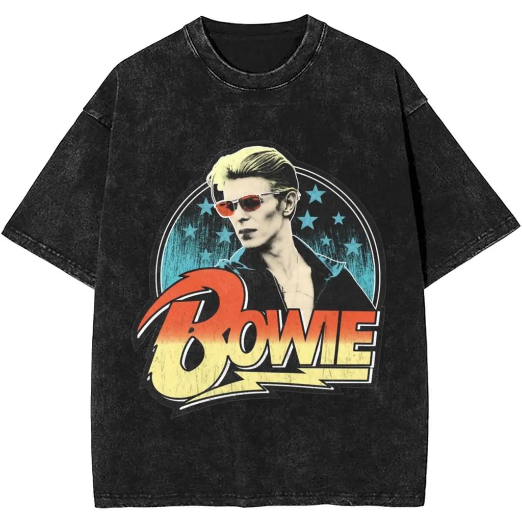 From The 70s Vintage Washed Print T Shirt Men Davids Bowied Vintage Cotton T-Shirts O Neck Leisure Tees Clothes