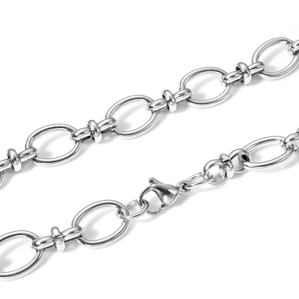 1 Piece 304 Stainless Steel Oval Chain Necklace For Women Men Chain Necklaces Diy Punk Handmade Jewelry Supplies 40/45cm Long