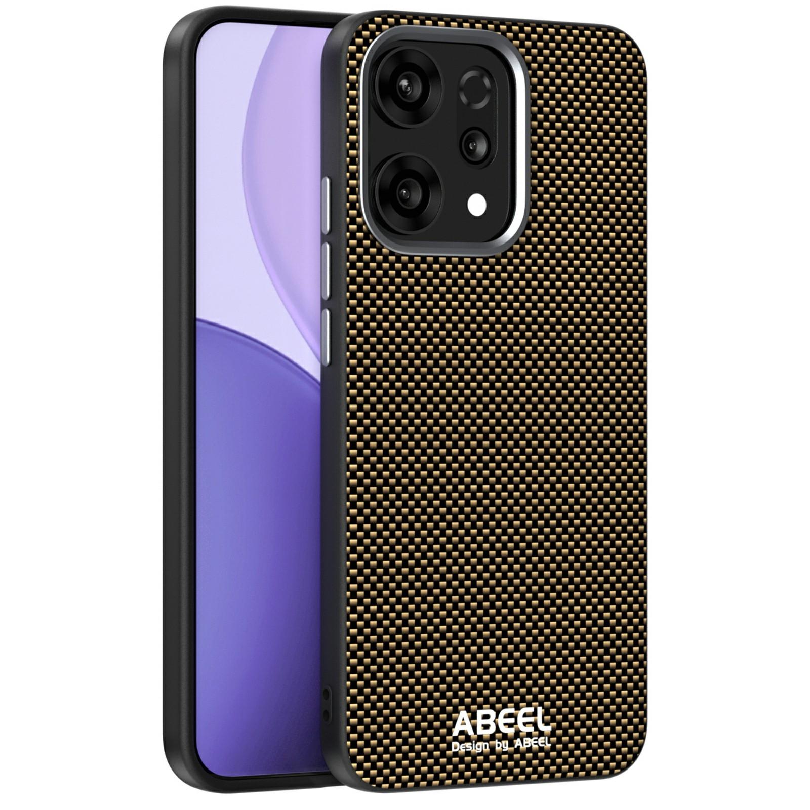 

ABEEL Для Oppo Reno14 5G (Глобальный) Чехол, совместимый с MagSafe, печатный ПК, ТПУ, алюминиевый сплав, кожаный чехол для телефона Gold
