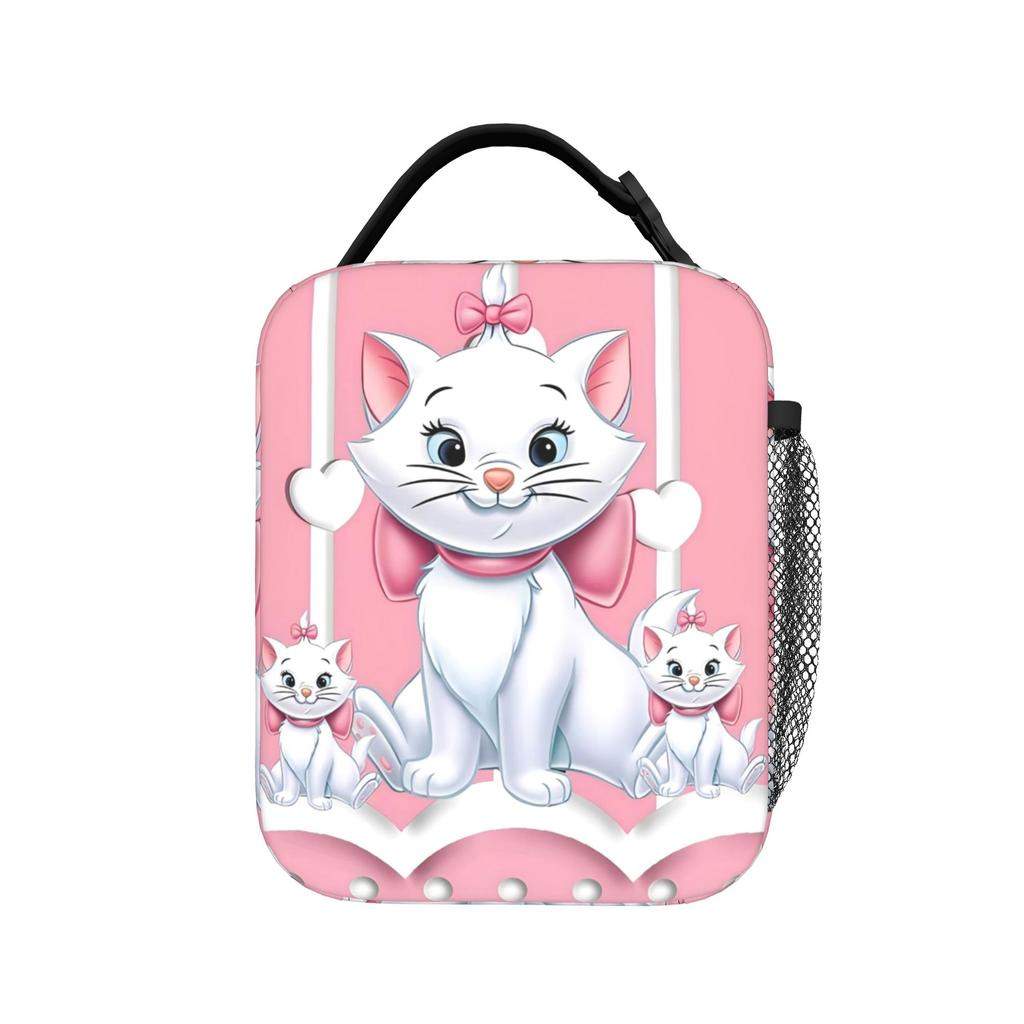 Maries Cat Insulated Lunch Bags Cooler Bag Reusable,Meal Container Cute Kitten Anime Large Tote Lunch Box Food Bag
