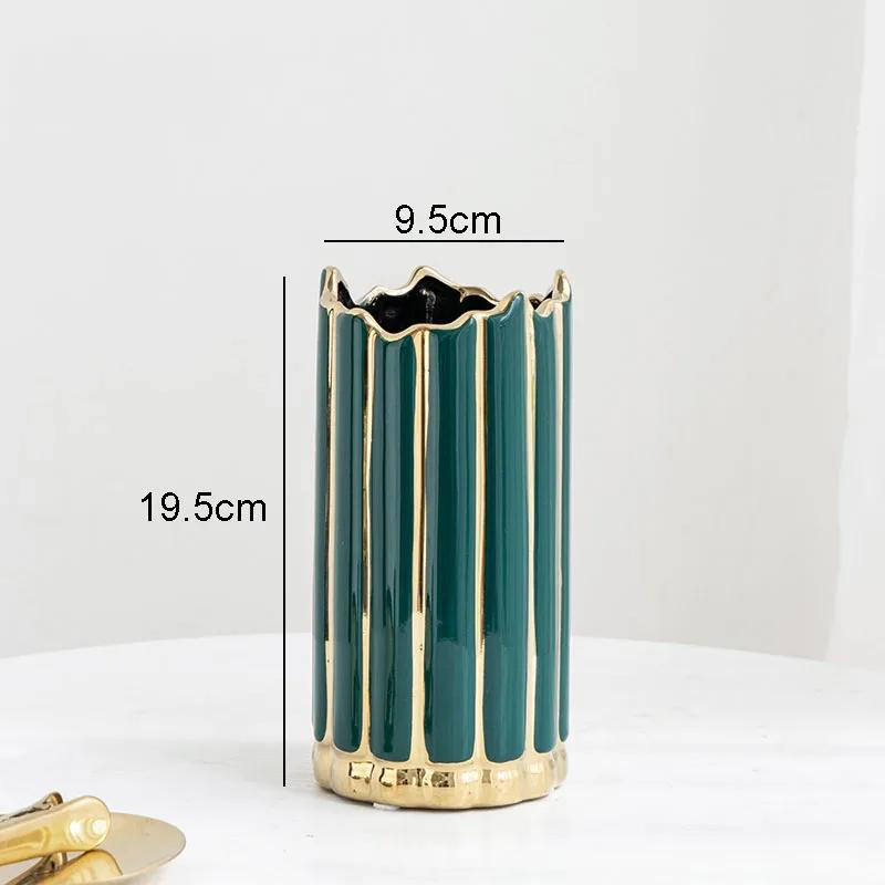Zlacená malovaná keramická váza Válcové vázy na květiny Dekorace na stůl Ornamenty Květinové aranžmá Nordic Home Decor