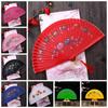 Wooden Dance Fan Double Sided Hand Painted Fan Elegant Folding Fan  Performances