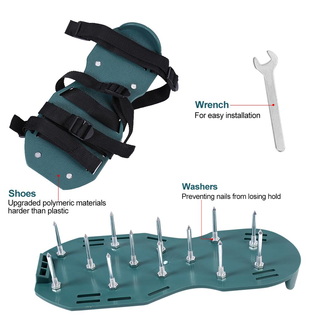 1 P  of Lawn Aerator Sandals Heavy Duty Grass Spiked Shoes with Buckle Garden Tool (4 Straps)