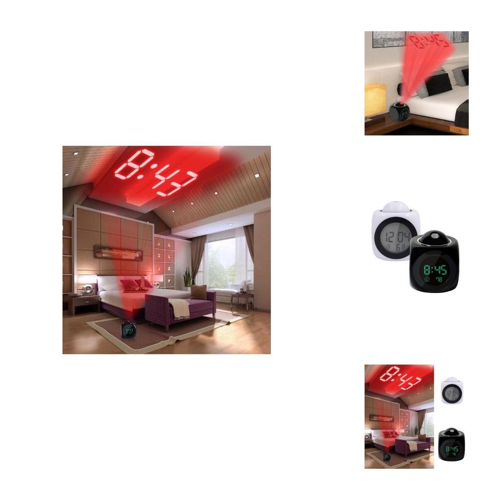Classic Digital Alarm Clock Multifunction With Voice Talking And Bright Led Projection Temperature Display