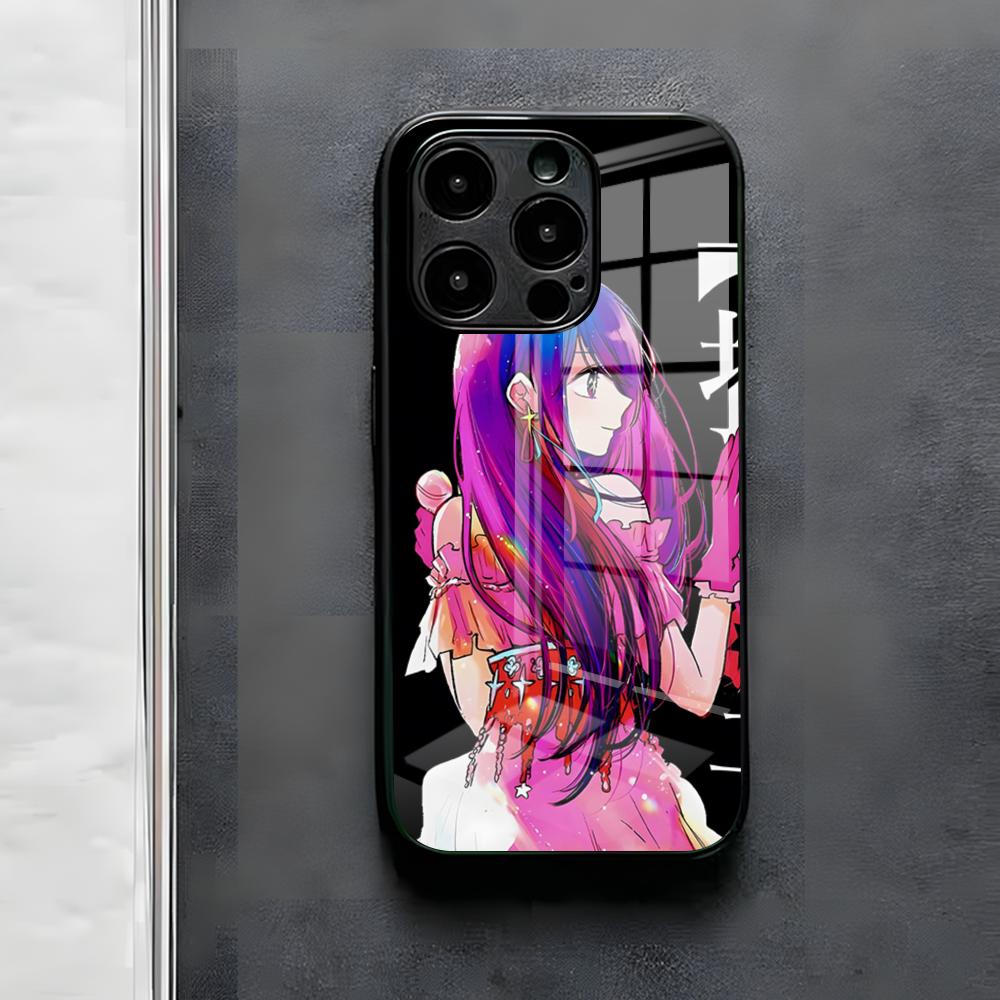 Oshi No Ko Anime Ai Hoshino Phone Case For IPhone 17 Air 16 E Pro Max 15 14 13 Mini 12 Pro 11 Max Plus Black Glass Cover