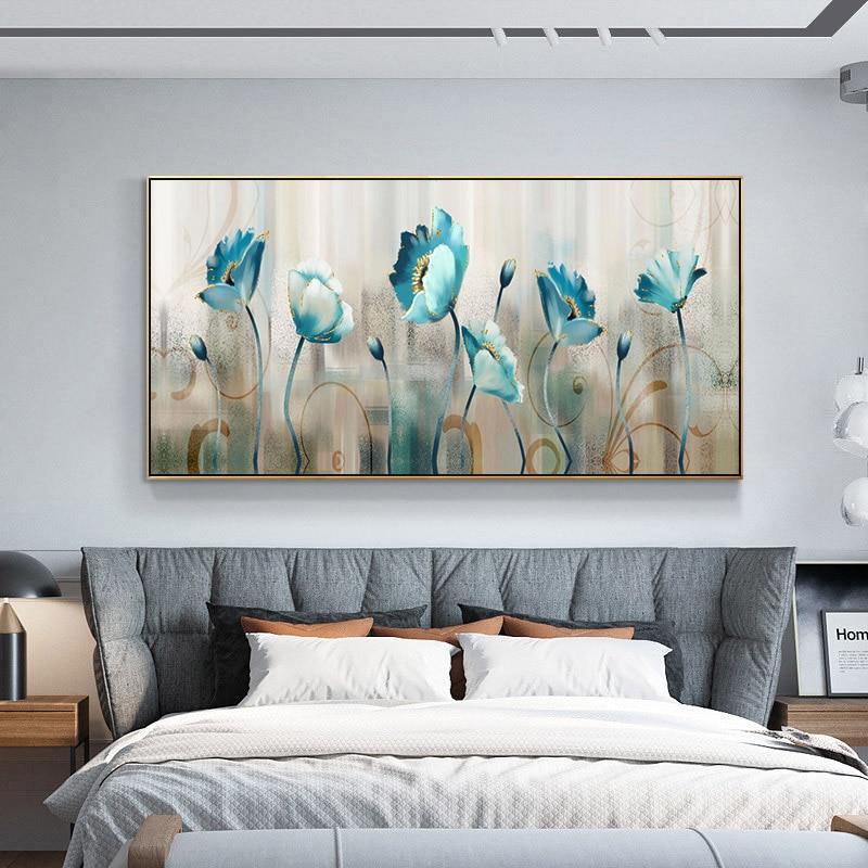 Pintura de flores de paisaje de viento, decoración de arte de la pared, decoración minimalista nórdica, póster, imagen, pintura para decoración del hogar y sala de estar