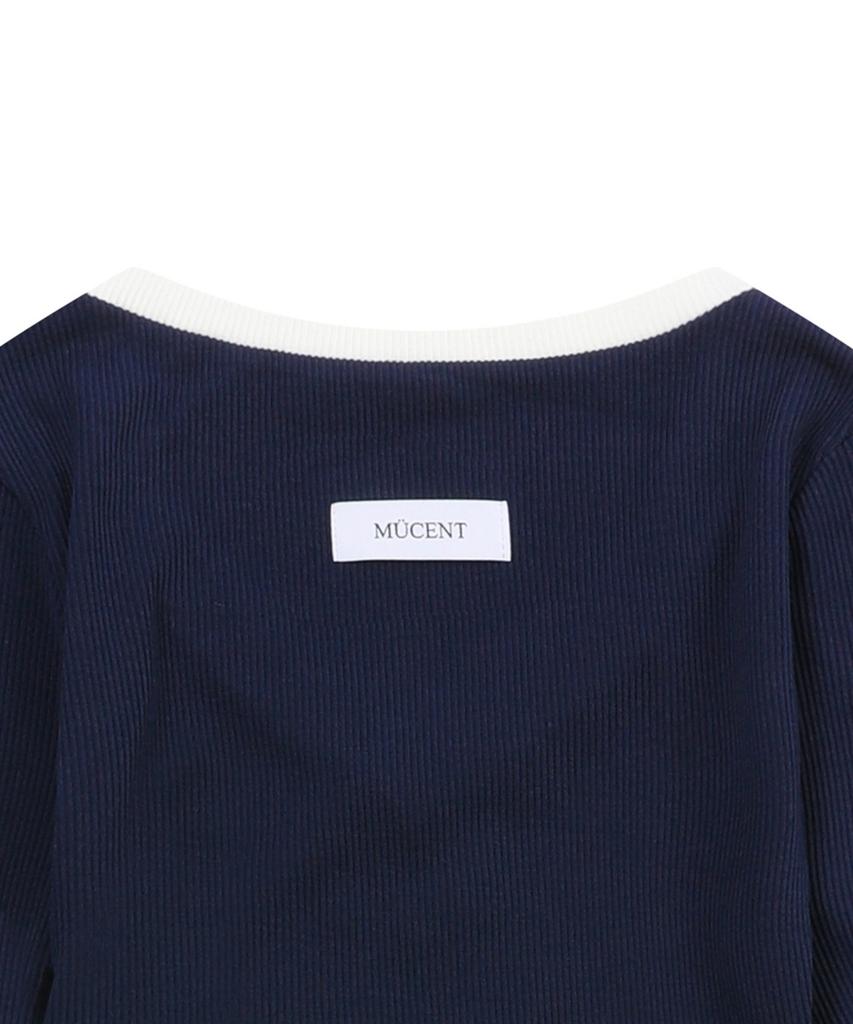 Mucent Binding Track Line V-Neck Ribbed Tee (3 Colors)