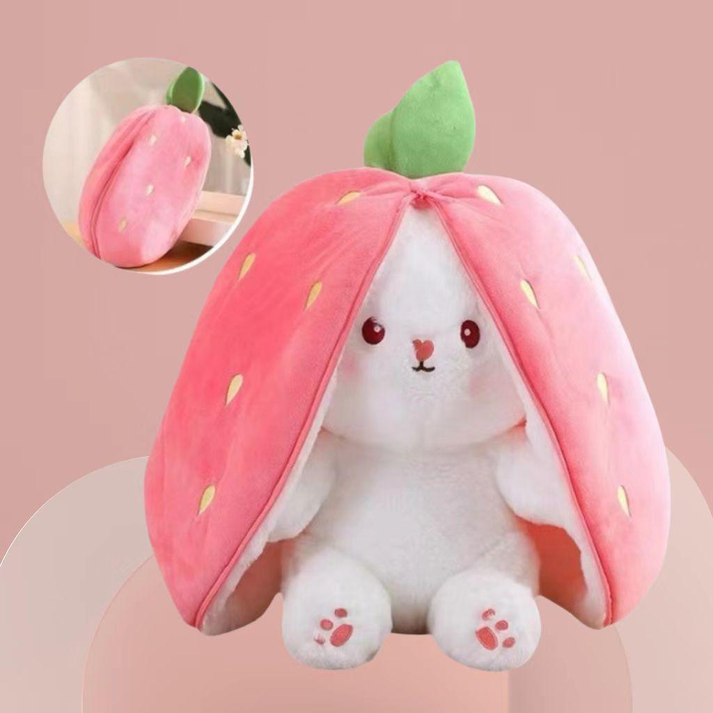 

Strawberry Bunny Carrot Doll: Musical Light-Up Toy 25cm with 4 Modes
