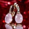 Accessories Pink Oval Earrings Women'S Gold Teardrop Earrings Sweet Stud Earrings