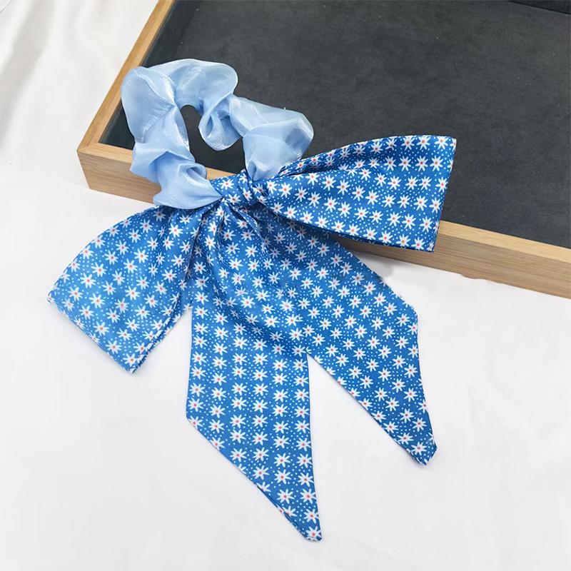 Printed Bow Hair Rope Elegant Ribbon Ponytail Hair Band For Women Sweet Rubber Band Hair Ring Fashion Headdress Hair Accessories