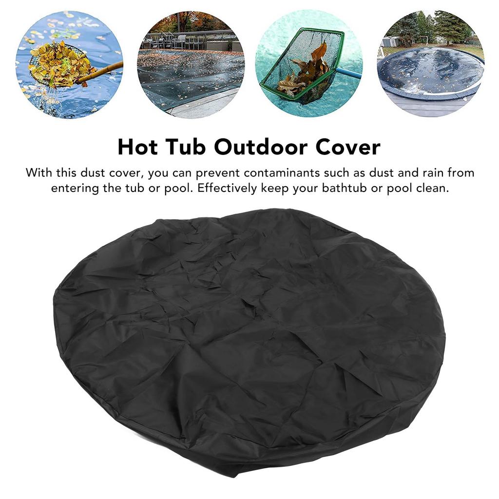 Capa Redonda para Banheira de Hidromassagem de 4 pés Tecido Oxford Dobrável Isolamento Térmico À Prova d'Água À Prova de Poeira Capa para Piscina Preta