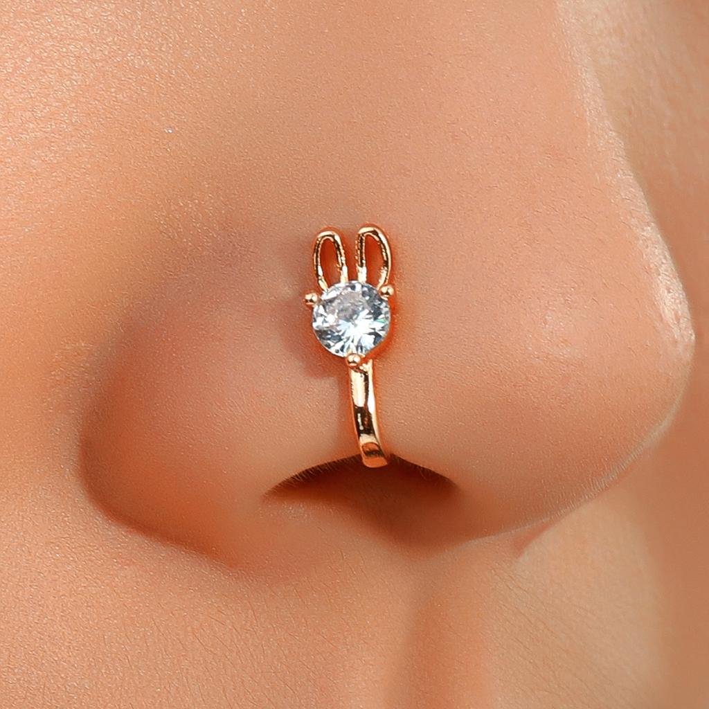 Vintage Goldfarbe Drache Schmetterling Fake Nasenring für Frauen Afrika Kupfer Helix U-Form Faux Nasenring Piercing Körperschmuck