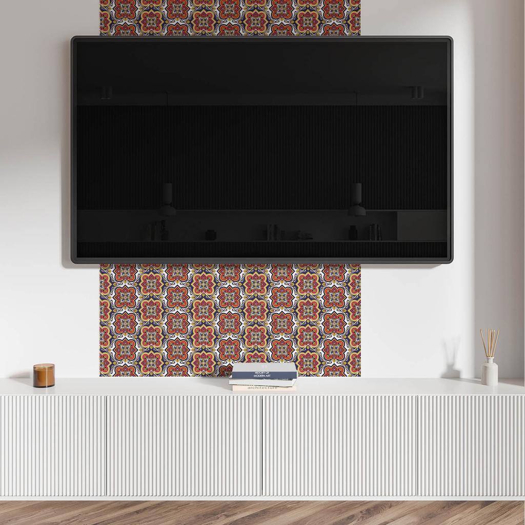 Naklejane Kafelki Dekoracyjne Do Szybkiej Odmiany Ściany Wzór Kwiatowy Z Ornamentami 20X20X20 Cm