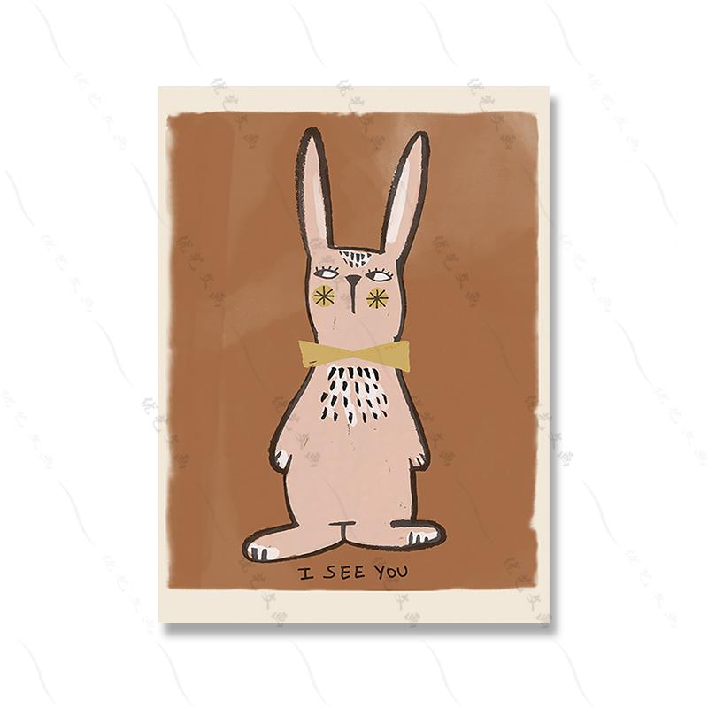 Funny Animal Rabbit Dove Cartoon Wall Art Canvas Painting Nordic Retro Nursery Decorate Poster Print Picture Kid Room Home Decor