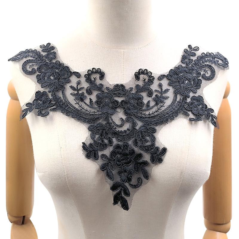 Net bottom strand embroidered collar, polyester silk embroidered fake collar, wedding accessories chest collar, car stock fake collar