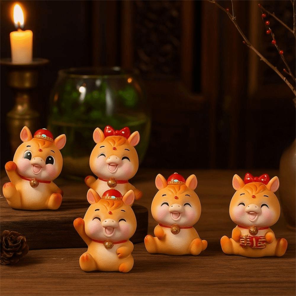 Lifelike 2026 Horse Year Figurines Resin Horse Statue Zodiac Horse Mascot  New Year Gift