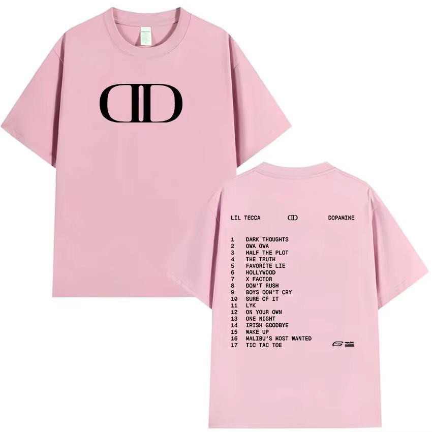 2025 Summe Lil Tecca DOPAMINE Tour Album 2025 Logo Print Herren Damen Mode Vintage Oversized 100% Reine Baumwolle Bedrucktes T-Shirt