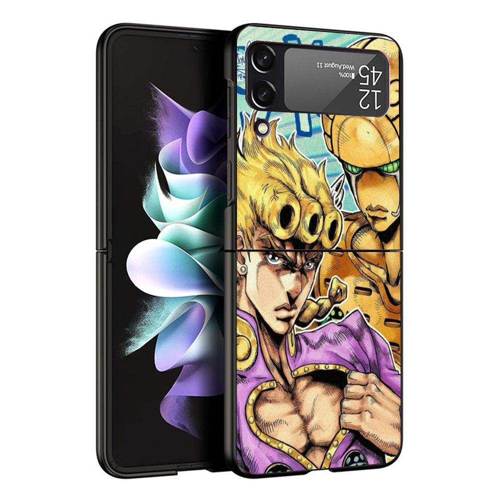 JoJo Adventure Giorno Giovanna Black Phone Case For Samsung ZFlip7 ZFlip6 ZFlip5 ZFlip4 ZFlip3 5G Hard Protective Galaxy Z Flip