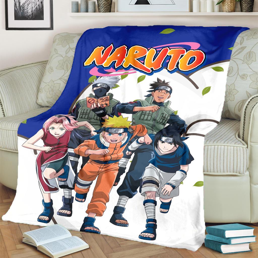 Anime-Naruto Print Blanket Warm Comfortable Flannel Blanket for Bedrooms, Sofas, Beds, Chairs, Picnics, Travel -LXR43