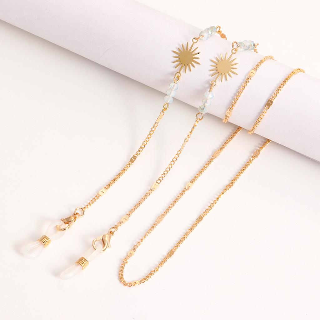 European and American masks hanging chain glasses chain imitation pearl mask chain color zircon metal glasses chain