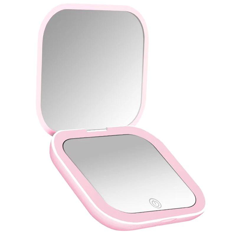 AB34-Magnifying Makeup Mirror With Lights Portable Hand Held Small Pocket Travel Makeup Mirror