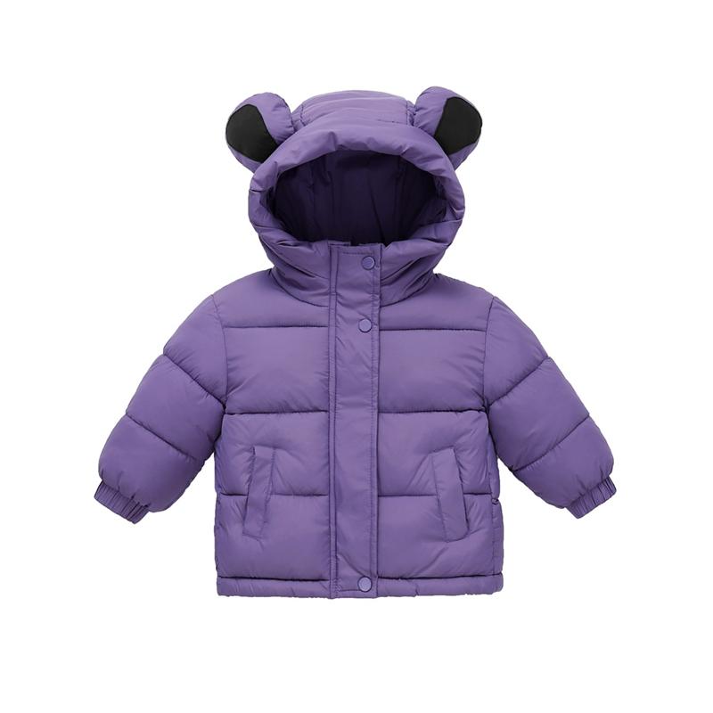 

2-10 Years Kids Winter Warm Hooded Coat Solid Color Down Padded Outerwear 110
