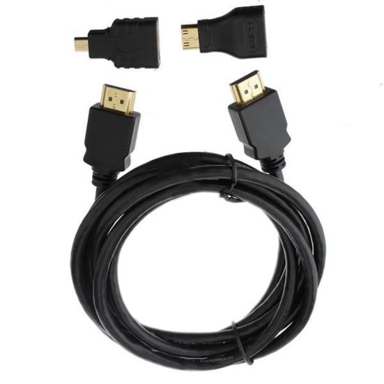 3 in 1 High Clarity High Speed HDMI-compatible to HDMI-compatible Cable + Micro HDMI-compatible Adaptor+ Mini HDMI-compatible Adapter