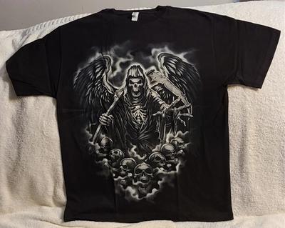 GRIM REAPER SKULL SKULLS SCYTHE SKELETON ANGEL OF DEATH HORROR T-shirt