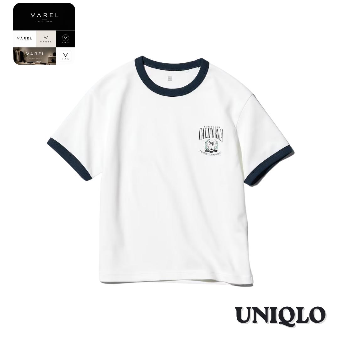 UNIQLO 483418 AIRism Cotton Graphic Crew Neck T-Shirt OFF WHITE Kids Japan 150 покинуть белый