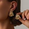 European and American French Concave-convex Pleated Texture Stud Earrings, Retro Wavy Temperament Versatile Ins Geometric Ear Jewelry