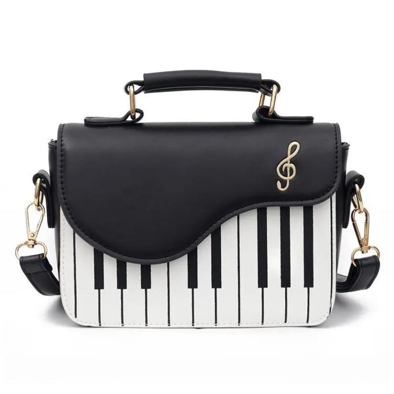 Fashi Shoulder Bags for Women Female PU Leather Piano Crossbody Messenger Bags Small Handbag Wide Strap Purse