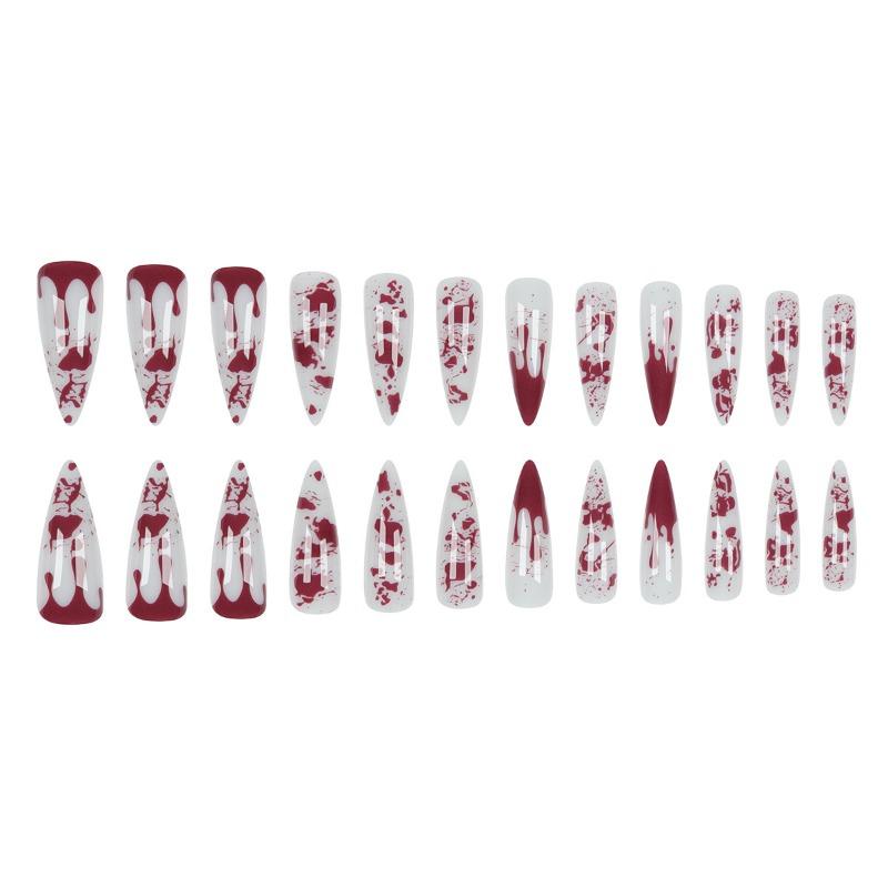 European and American cross-border wear nail French manicure long pointed nail piece blood drop festival Halloween atmosphere fake nail piece