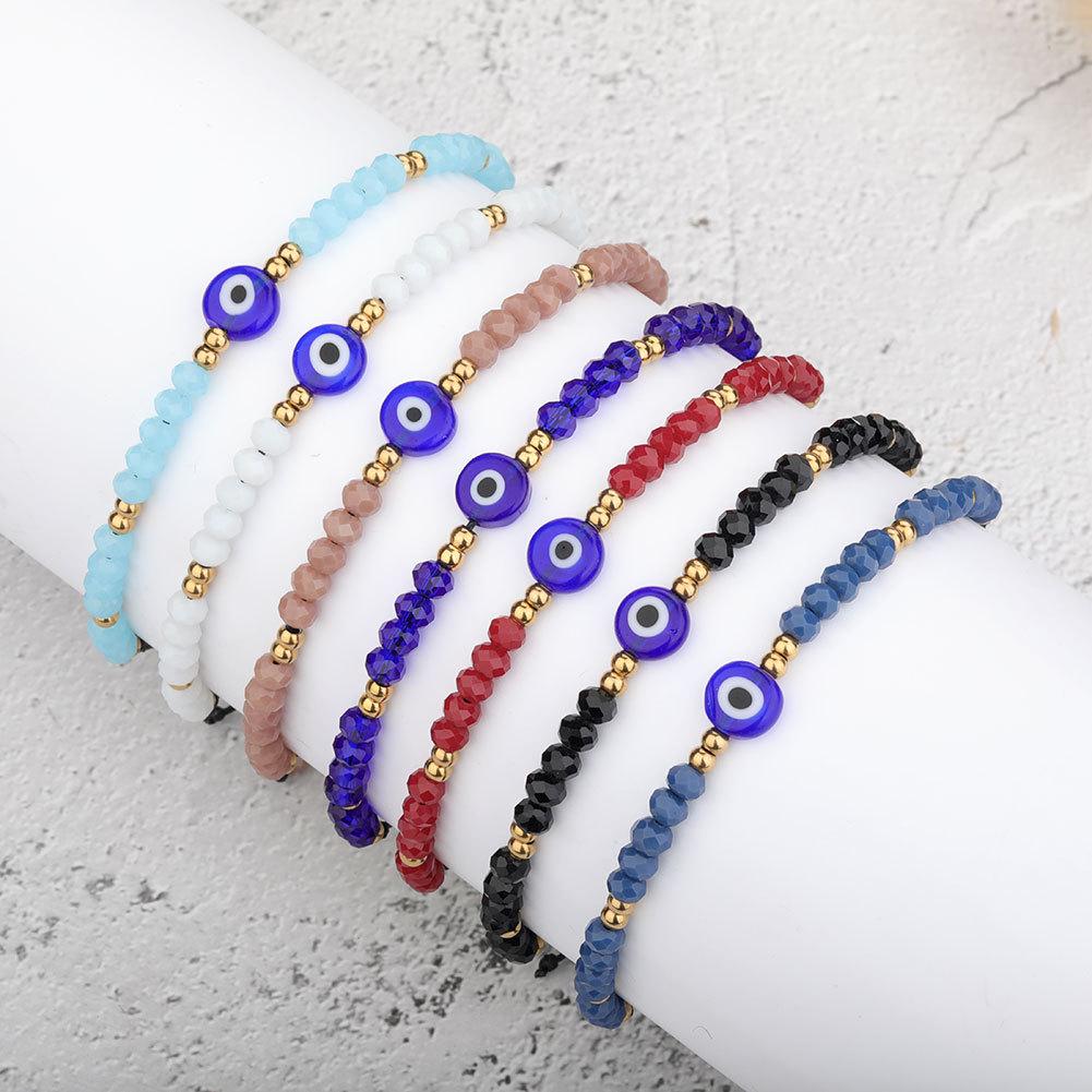 European and American Beaded Crystal Evil Eye Couple Bracelets