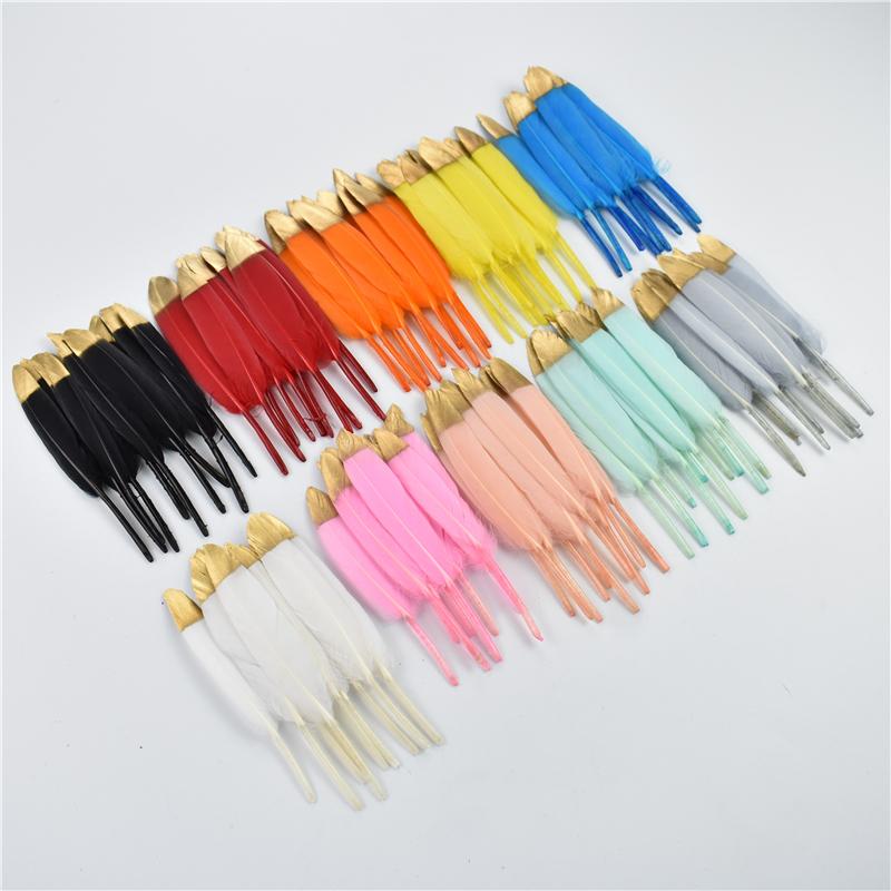 10-15cm/4-6inch Golden Powder Dipped Duck Feathers for Crafts Natural Feather Handicraft Accessories Diy Decoration
