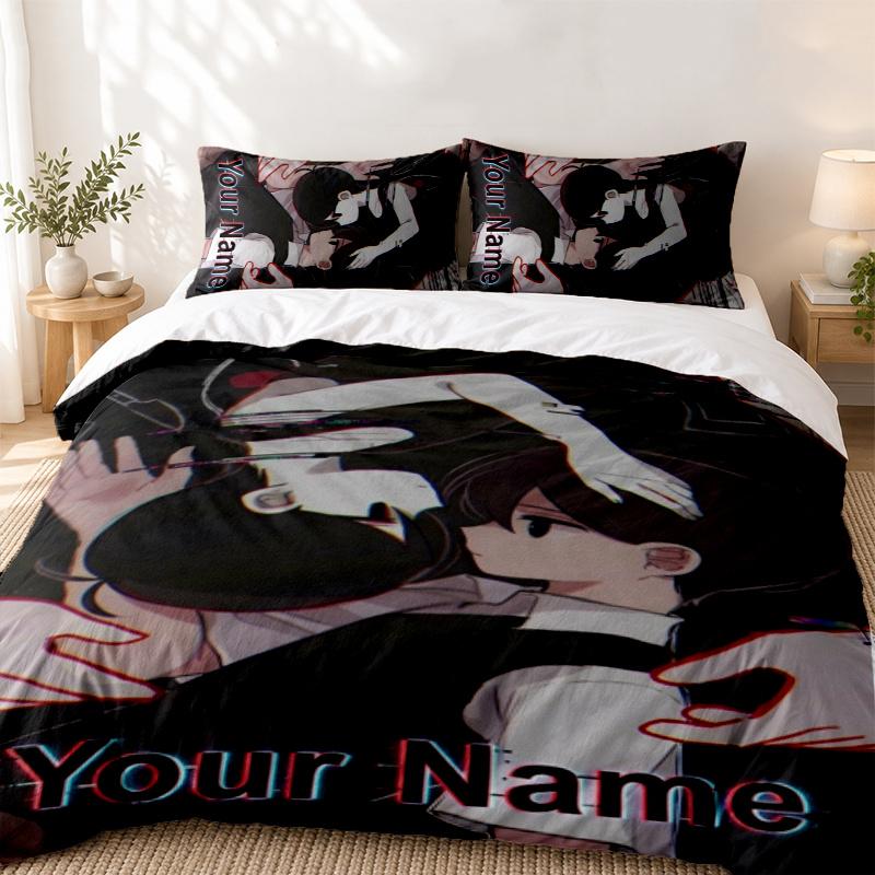 Omori Custom Name 3pc set Perfect for bedroom use Comfortable bedding set includes a duvet cover and two pillowcases Ideal birthday or Christ