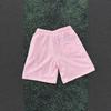 European and American Pink Embroidered Elastic Drawstring Casual Straight Leg Loose Shorts