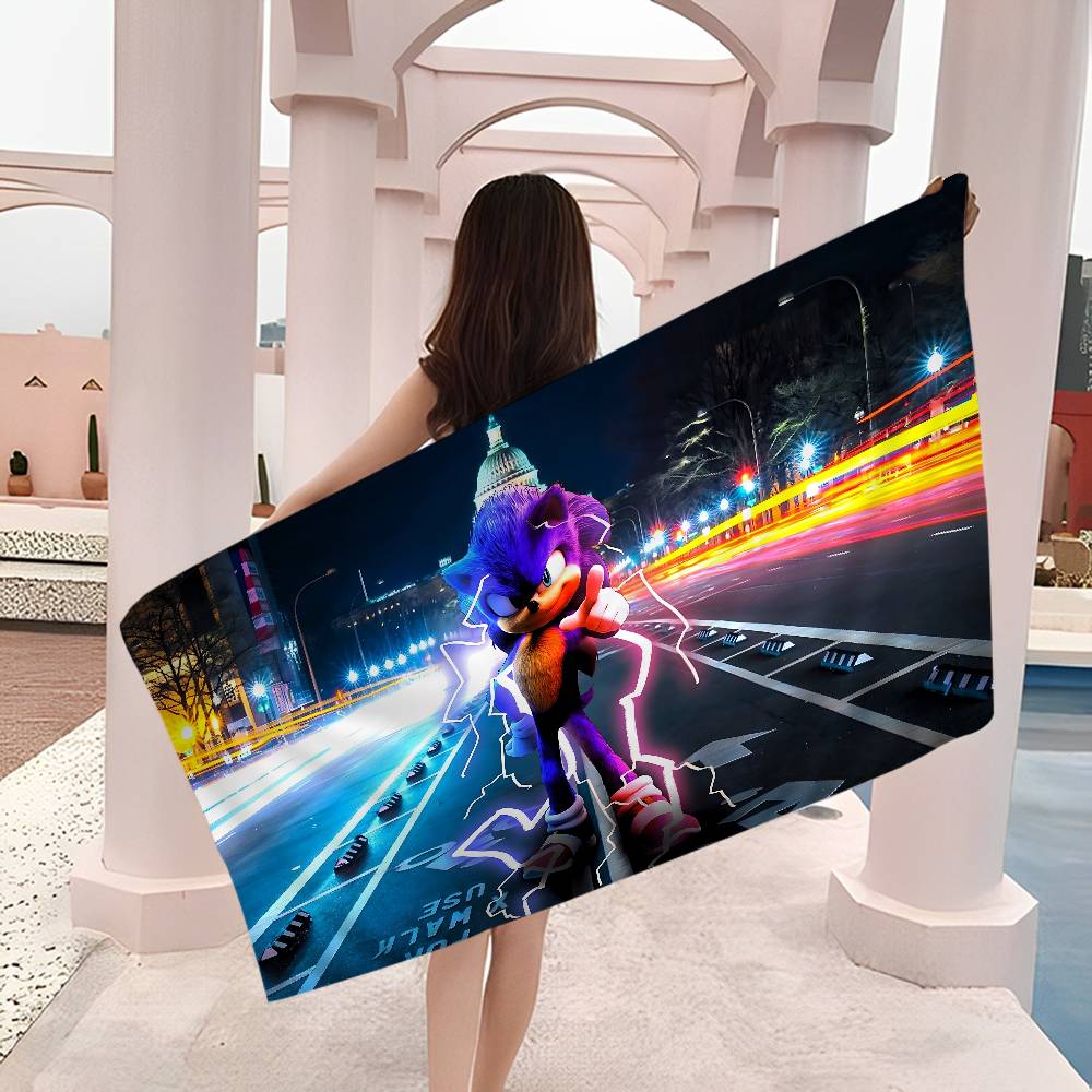 Classic Character Hit Movie Sonic Microfiber Printed Beach Towel Mountain Climbing Yoga Beach Swimming Running