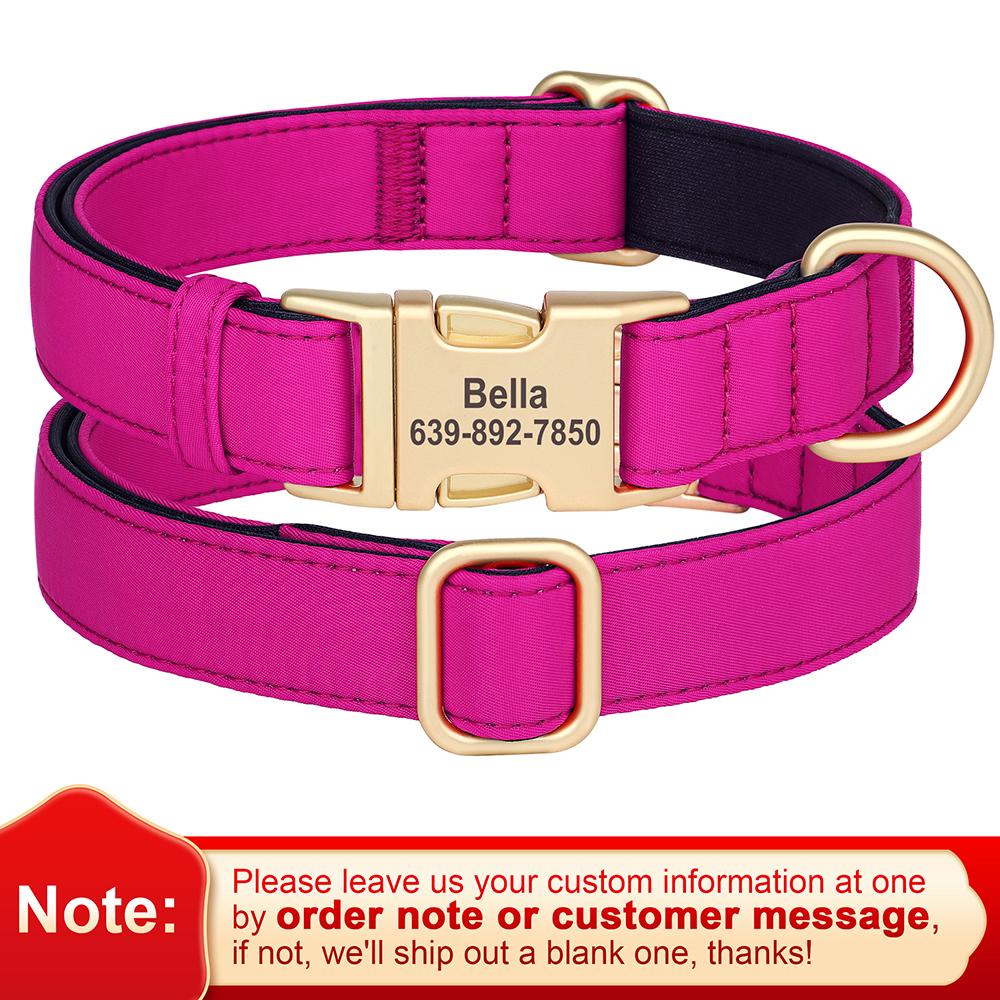 Personalized Nylon Dog Collar Waterproof Pet Collars With Customized Buckle for Small Medium Large Dogs Labrador Free DIY Name