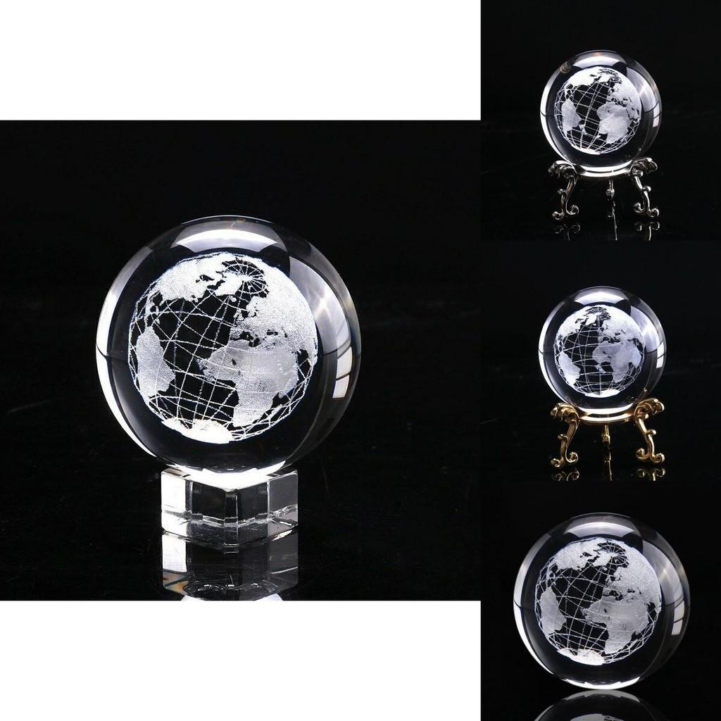Exquisite 60mm 3d Crystal Ball Glass With Laser Engraved Miniature Earth Sphere Gift