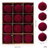 Flocked Velvet Christmas Ball Set - Embossed Decorative Tree Ornaments