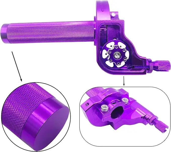 For ATV Quad Bike Motocross Moped Scooter Bike CNC Aluminum Parts 7/8" 22mm Universal Motorcycle Accelerator Throttle Twist Grip,Purple.