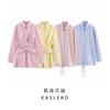 Kaslead New Women Clothes Western Style Fashion Simple Long Sleeve Loose Lapel Single Breasted Stripe Shirts