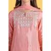 W for Woman Pink Printed Shantung Straight Kurta, Pants and Dupatta Set (Size: M)-WS12305-112668