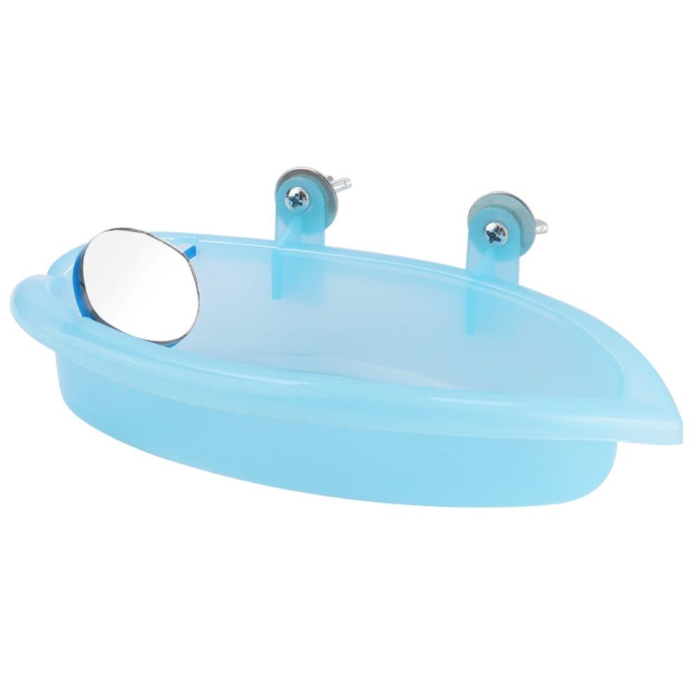 Mirror Design Bird Bath Box Easy To Clean Stable Structure Parrot Bathtub Toy Food Feeder Holder Tray Easy To Install