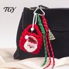 Santa Claus Bag Charm Christmas Charm, Crochet Keychain Pendant with Festive Charms Faux Leather Star, Xmas Hanging Decor for Party Favors Gift