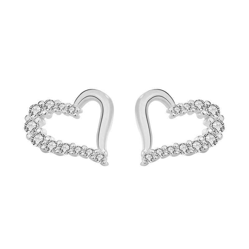 

Korean-Style Heart-Shaped Zircon Earrings, S925 Sterling Silver, Exquisite and Fashionable for Women