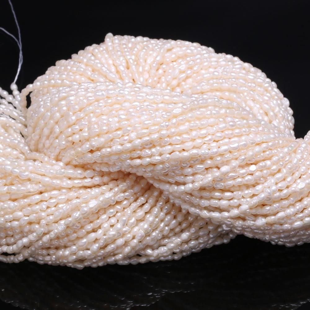 1String, AA Natural Pearl, Handmade Rice Shape Pearl Beads, 2-2.3mm, for DIY Necklace Bracelet Anklet Accessories, Jewelry Making 36cm